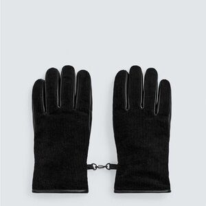 NWT Zara Black Corduroy Gloves L